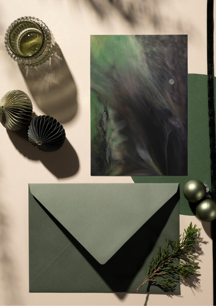 GIOMY’s Print Club package opened on a desk, revealing art, paper, and a spark of thoughtful inspiration.