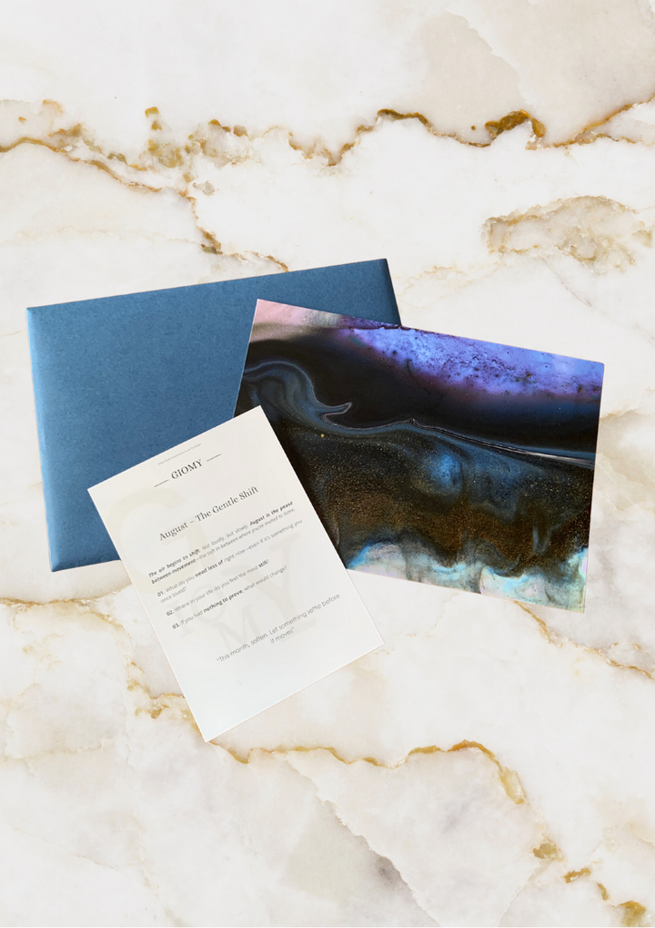 A Print Club envelope with an art print partially revealed and the connection questions